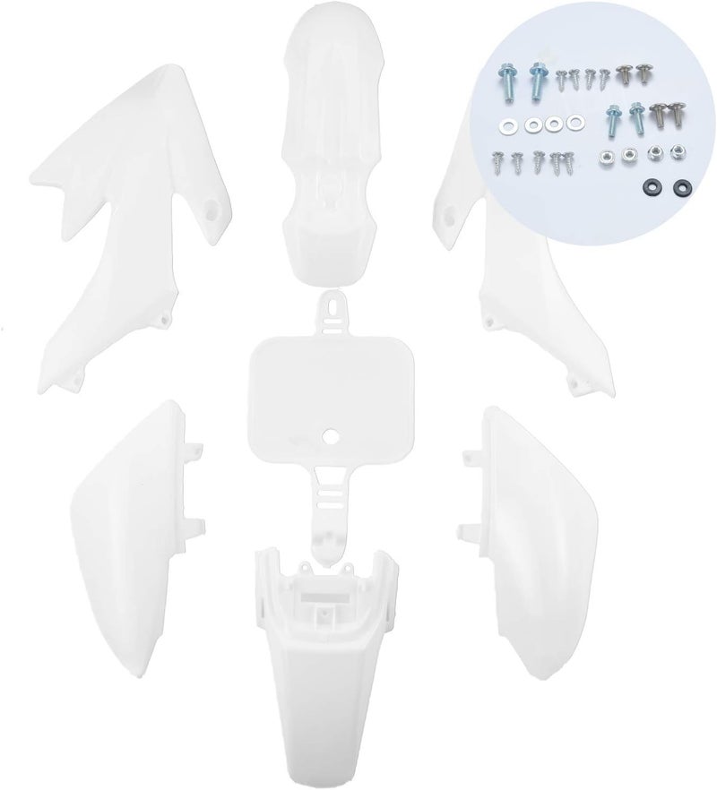 Cleo Plastics Kit with Black Seat for CRF50 XR50, Chinese 50cc Dirt Pit Bike,Fenders Fairings Replacement Plastic with Seat(white) - Image 1